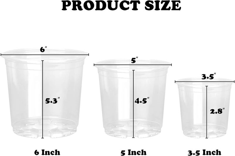 RAOOKIF 6/5/3.5 Inch Clear Nursery Pots with Drainage, 24 Pack Clear Nursery Pots for Plants, Flexible Plastic Garden Flower Pot - Image 3